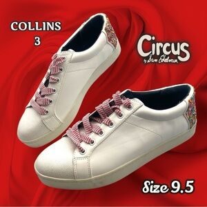 Circus by Sam Edelman Collins 3 White Sneakers with Seed Bead Accents Size 9.5